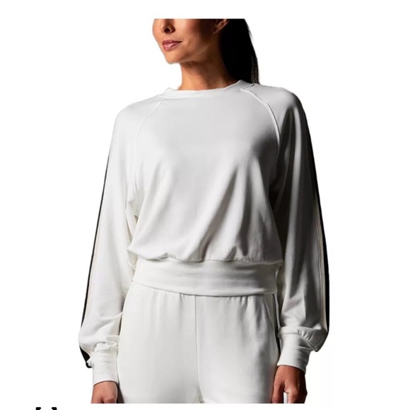 TAVI Tops - TAVI - Sweatshirt White with Black and Brown accent Stripes - NEW
